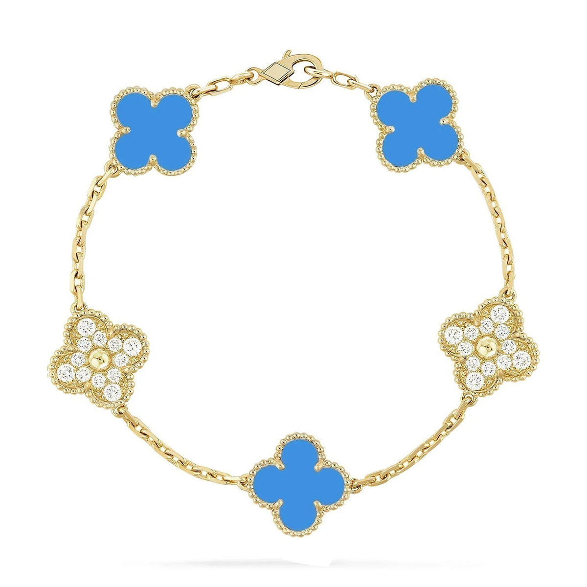 [⭐⭐JeweliWhal] CLOVER 5 MOTIF BLUE AGATE BRACELET COLLECTION