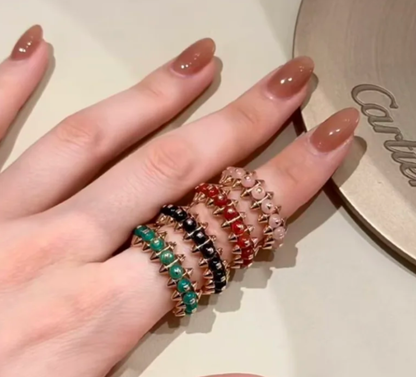 [⭐⭐JeweliWhal]CLASH ELEGANT ROSE GOLD RING FEATURING NATURAL AGATE
