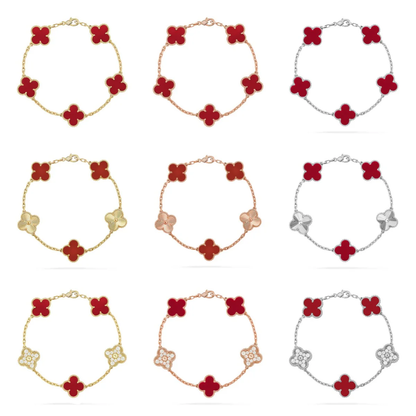 [⭐⭐JeweliWhal] CLOVER 5 MOTIF RED CORNELIAN BRACELET COLLECTION