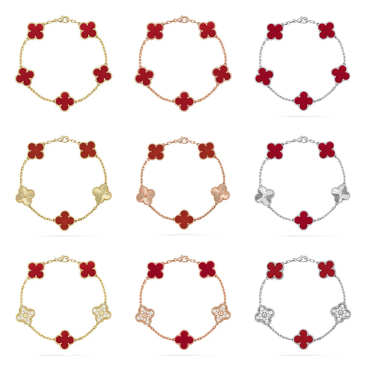 [⭐⭐JeweliWhal] CLOVER 5 MOTIF RED CORNELIAN BRACELET COLLECTION