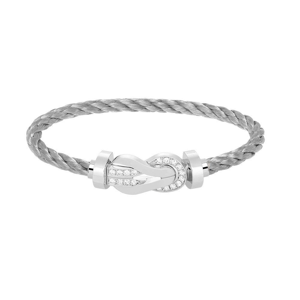 [⭐⭐JeweliWhal]CHANCE GROSSES 8-FIGUREN-SCHNALLEN-ARMBAND MIT HALBDAMANTEN-BESATZ SILBER
