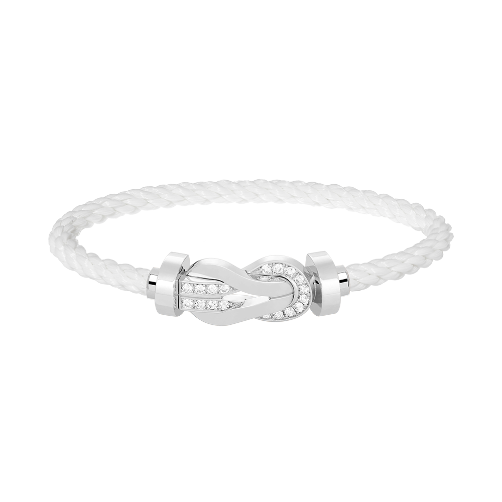 [⭐⭐JeweliWhal]CHANCE GROSSES 8-FIGUREN-SCHNALLEN-ARMBAND MIT HALBDAMANTEN-BESATZ SILBER