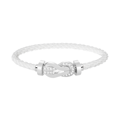 [⭐⭐JeweliWhal]CHANCE GROSSES 8-FIGUREN-SCHNALLEN-ARMBAND MIT HALBDAMANTEN-BESATZ SILBER