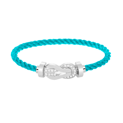 [⭐⭐JeweliWhal]CHANCE GROSSES 8-FIGUREN-SCHNALLEN-ARMBAND MIT HALBDAMANTEN-BESATZ SILBER