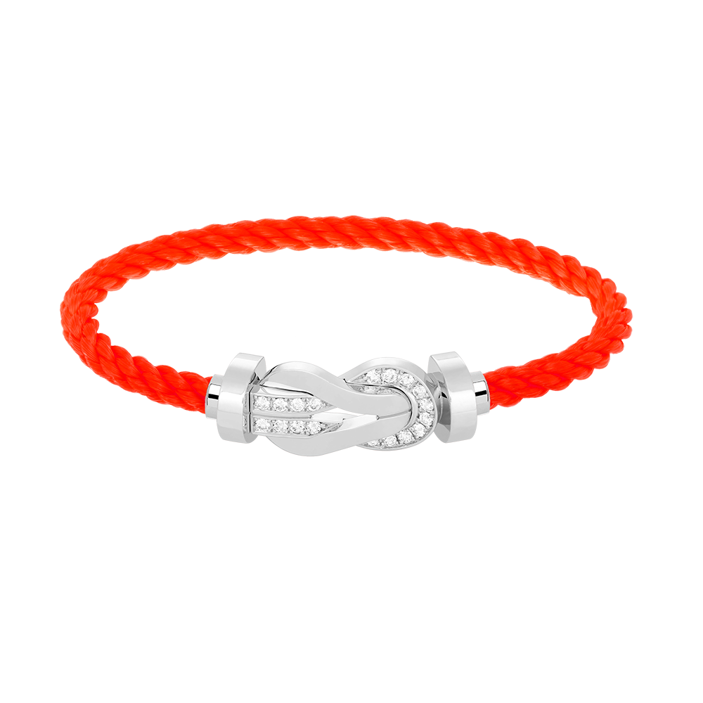 [⭐⭐JeweliWhal]CHANCE GROSSES 8-FIGUREN-SCHNALLEN-ARMBAND MIT HALBDAMANTEN-BESATZ SILBER