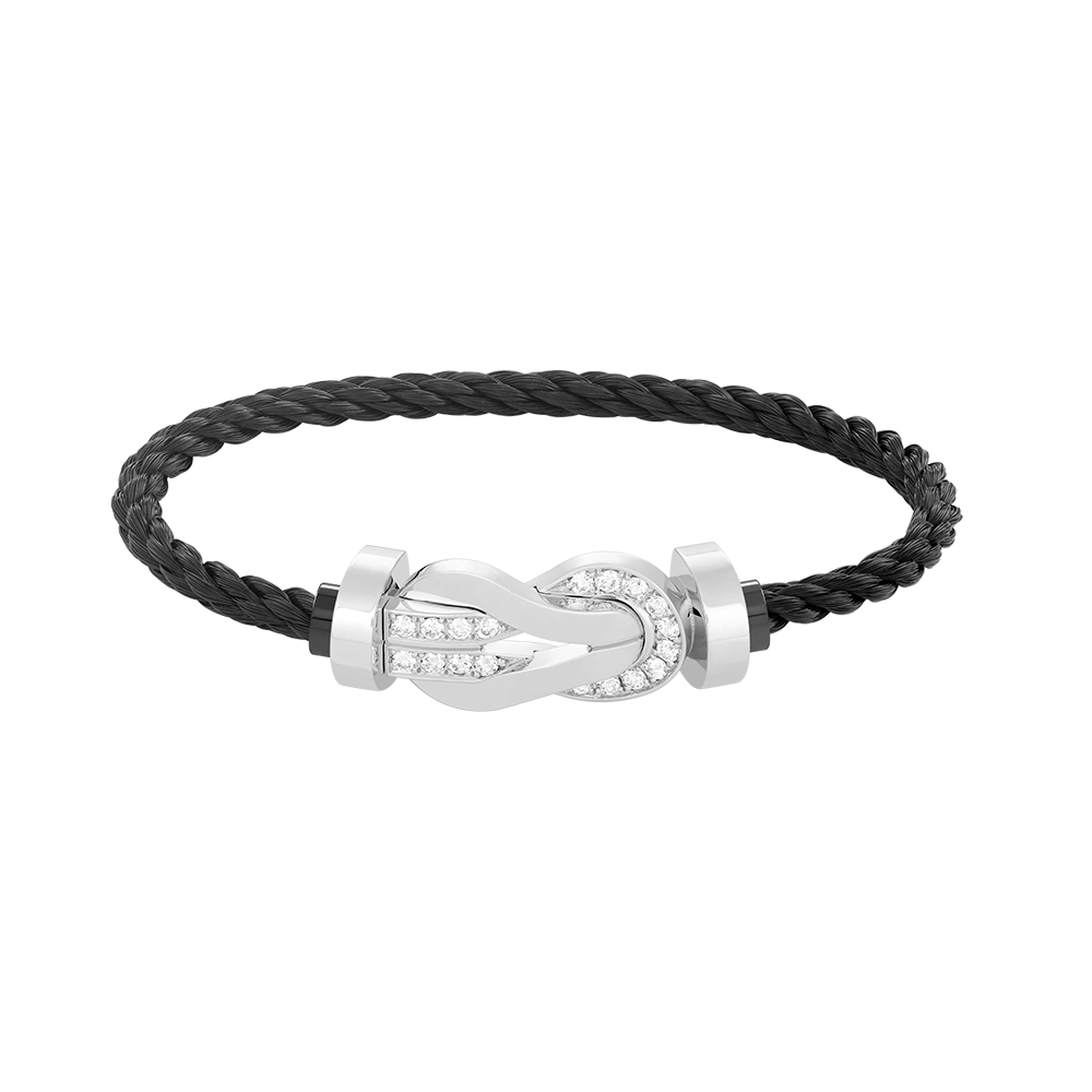[⭐⭐JeweliWhal]CHANCE GROSSES 8-FIGUREN-SCHNALLEN-ARMBAND MIT HALBDAMANTEN-BESATZ SILBER