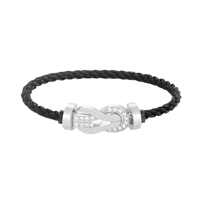 [⭐⭐JeweliWhal]CHANCE GROSSES 8-FIGUREN-SCHNALLEN-ARMBAND MIT HALBDAMANTEN-BESATZ SILBER