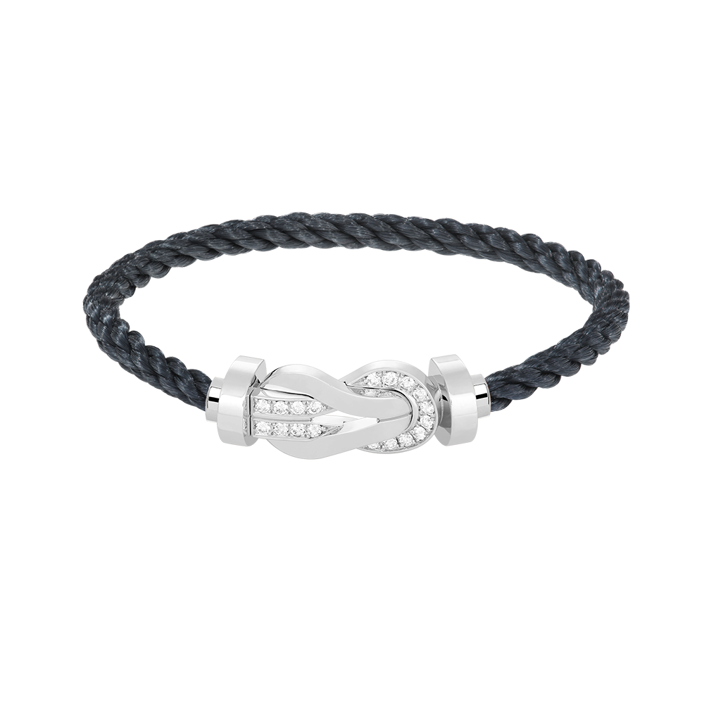 [⭐⭐JeweliWhal]CHANCE GROSSES 8-FIGUREN-SCHNALLEN-ARMBAND MIT HALBDAMANTEN-BESATZ SILBER