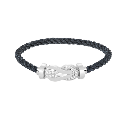 [⭐⭐JeweliWhal]CHANCE GROSSES 8-FIGUREN-SCHNALLEN-ARMBAND MIT HALBDAMANTEN-BESATZ SILBER