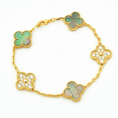 [⭐⭐JeweliWhal] CLOVER 5 MOTIF GRAY MOP BRACELET COLLECTION