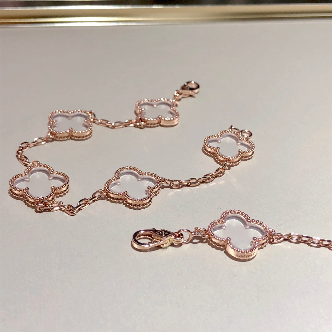 [⭐⭐JeweliWhal]CLOVER 5 MOTIF ROCK CRYSTAL BRACELET