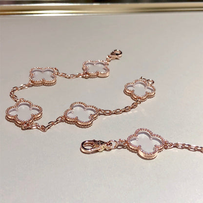 [⭐⭐JeweliWhal]CLOVER 5 MOTIF ROCK CRYSTAL BRACELET