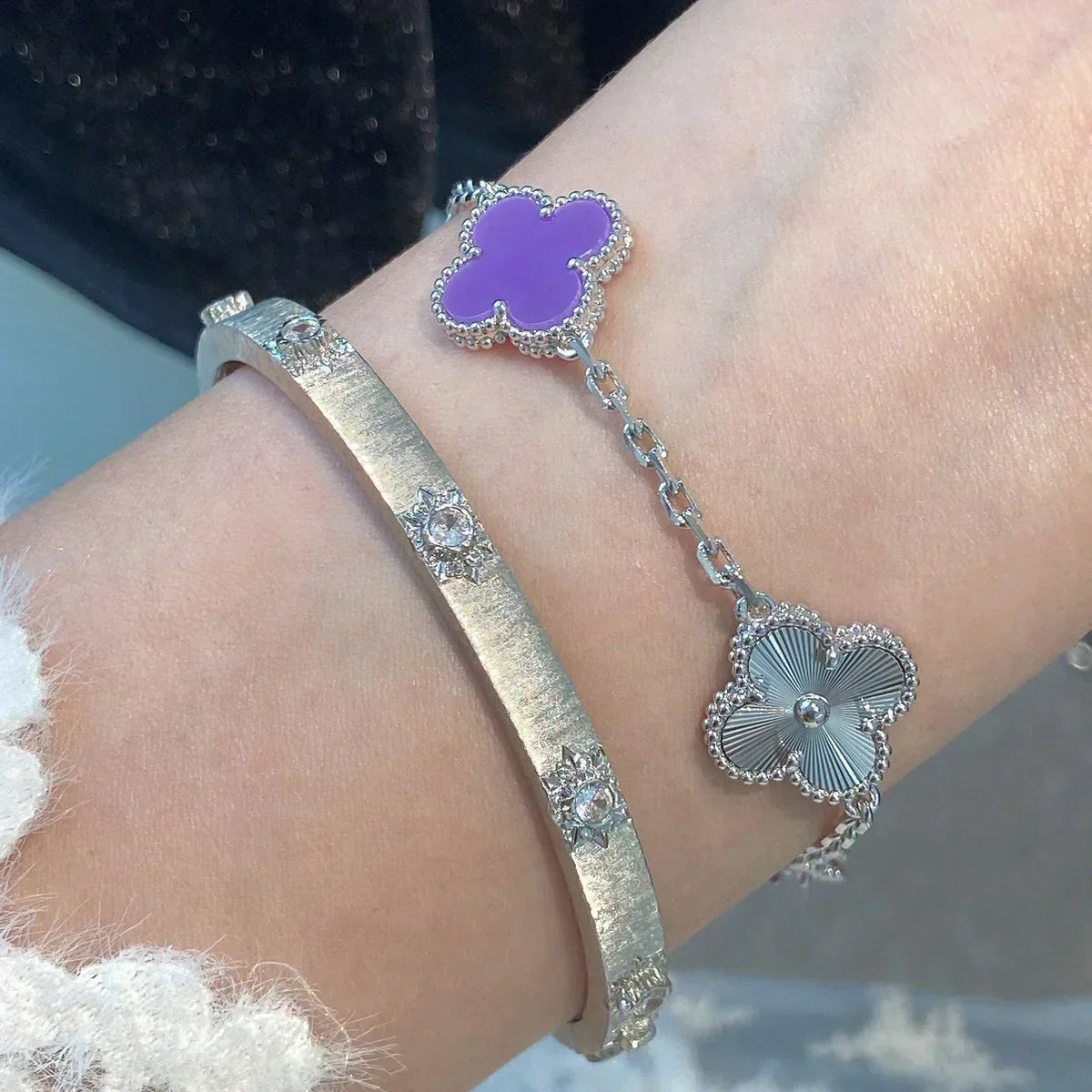 [⭐⭐JeweliWhal] KOLLEKTION CLOVER 5-MOTIV ARMBAND VIOLETT