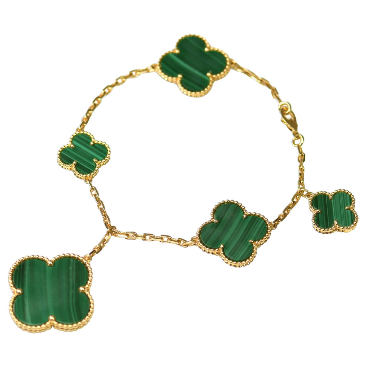 [⭐⭐JeweliWhal]MAGIC CLOVER MALACHITE GOLD BRACELET 5 MOTIFS