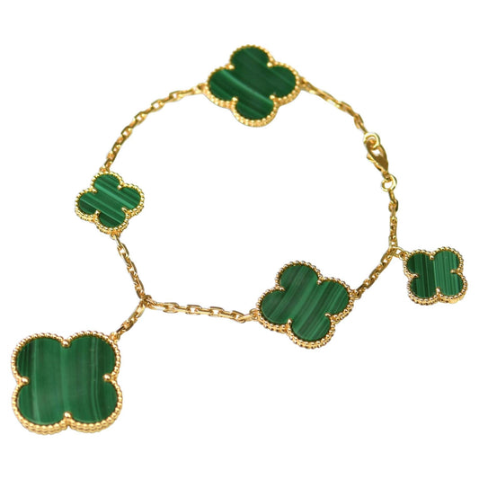 [⭐⭐JeweliWhal]MAGIC CLOVER MALACHITE GOLD BRACELET 5 MOTIFS