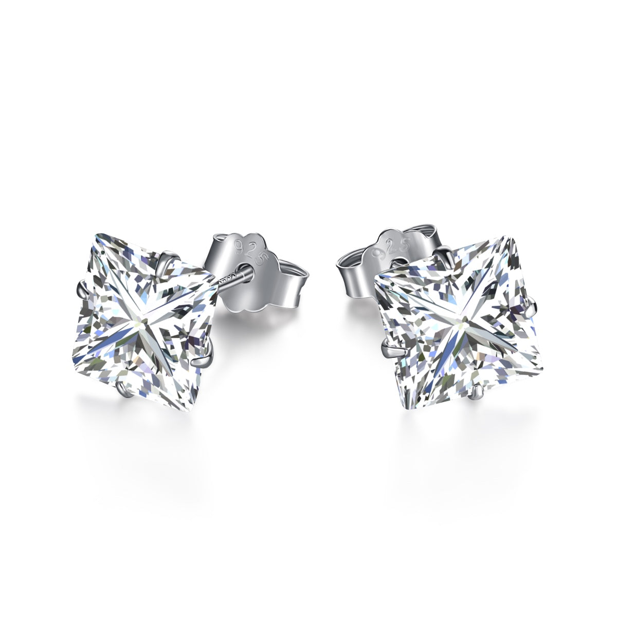 [Manual]Stylish Shiny Square Center Stone Stud Earrings