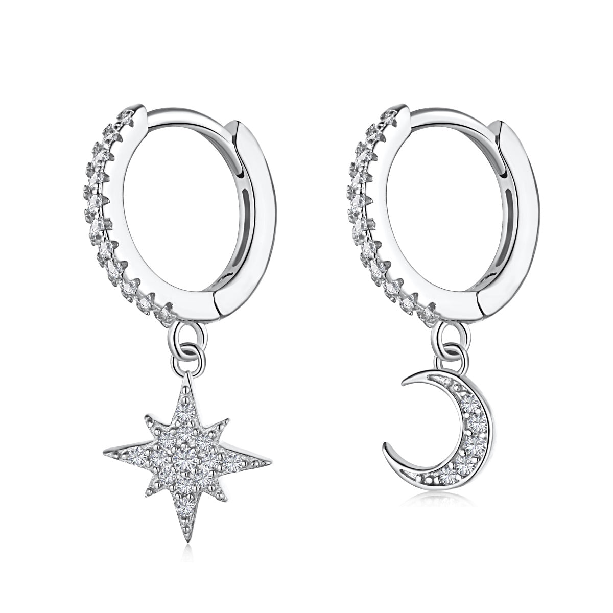 [Manual]Star and Moon Asymmetric Earrings