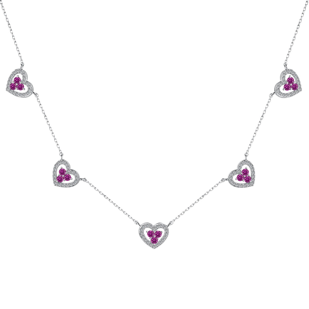 [Manual]Sparkling Five Heart Necklace