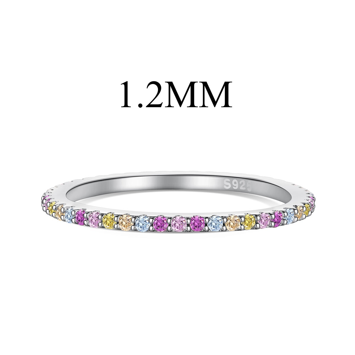 [Manual]Ornate Colorful Round Cut Tennis Ring