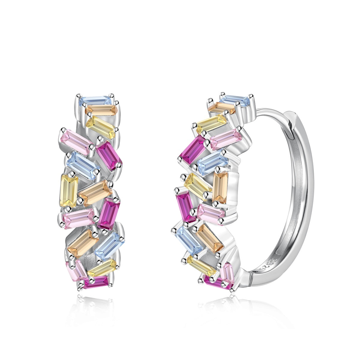 [Manual]Dazzling Colorful Emerald Cut Daily Earrings