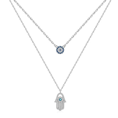 [Manual]Demon Eye Hamsa Palm Necklace