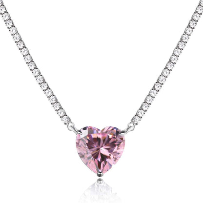 [Manual]8.0 Carat Versatile Colorful Sweet Heart-Shaped Tennis Necklace