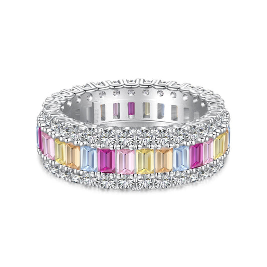 [Manual]Dainty Colorful Radiant Cut Daily Ring