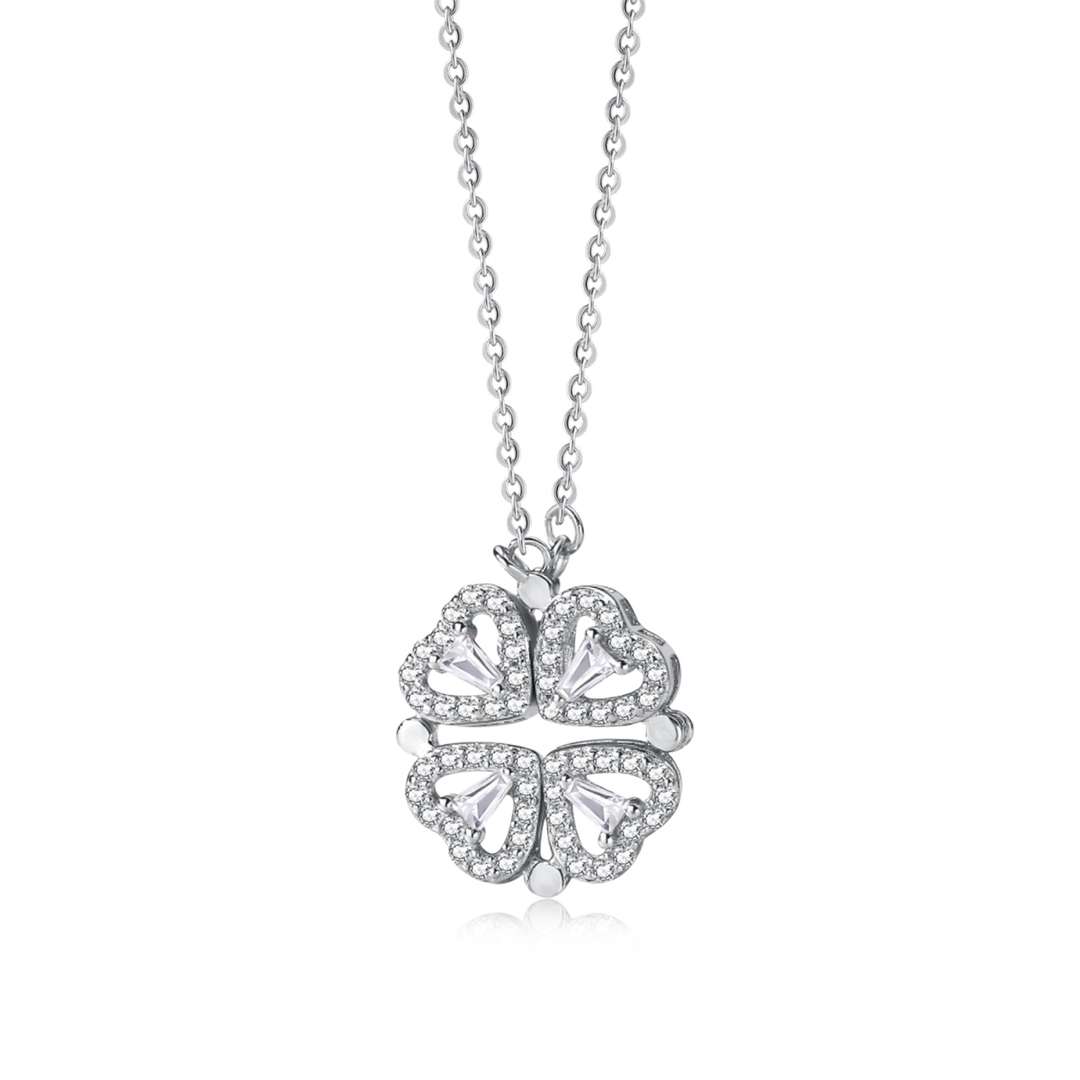[Manual]Ornate Heart Cut Flower Shape Necklace