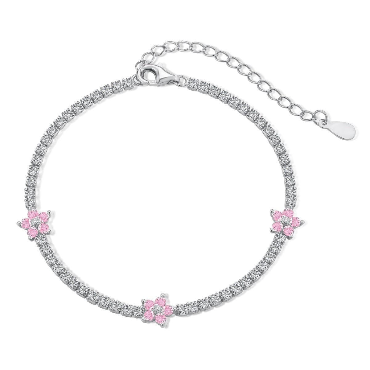 [Manual]Sparkling Flower Shape Tennis Bracelet