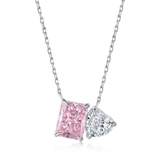 [Manual]Dazzling Square & Heart Shape Necklace