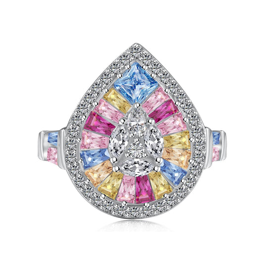 [Manual]Elegant Colorful Water Drop Shape Banquet Ring