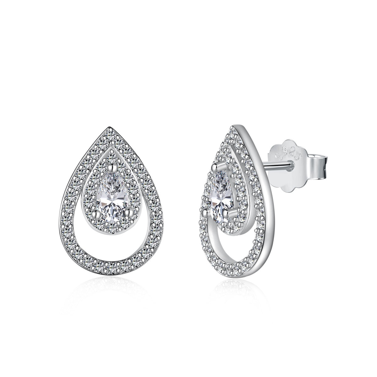 [Manual]Sparkling Delicate Water Drop Shape Daily Earrings