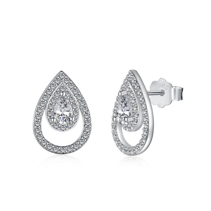 [Manual]Sparkling Delicate Water Drop Shape Daily Earrings