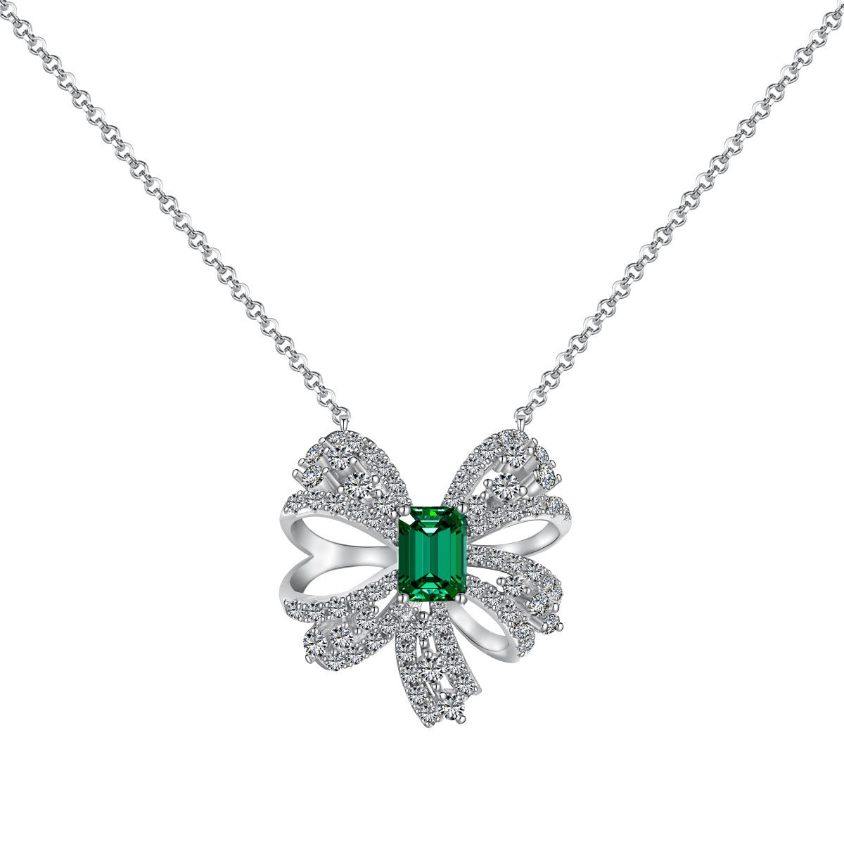 [Manual]Luxurious Flower Shape Emerald Cut Necklace