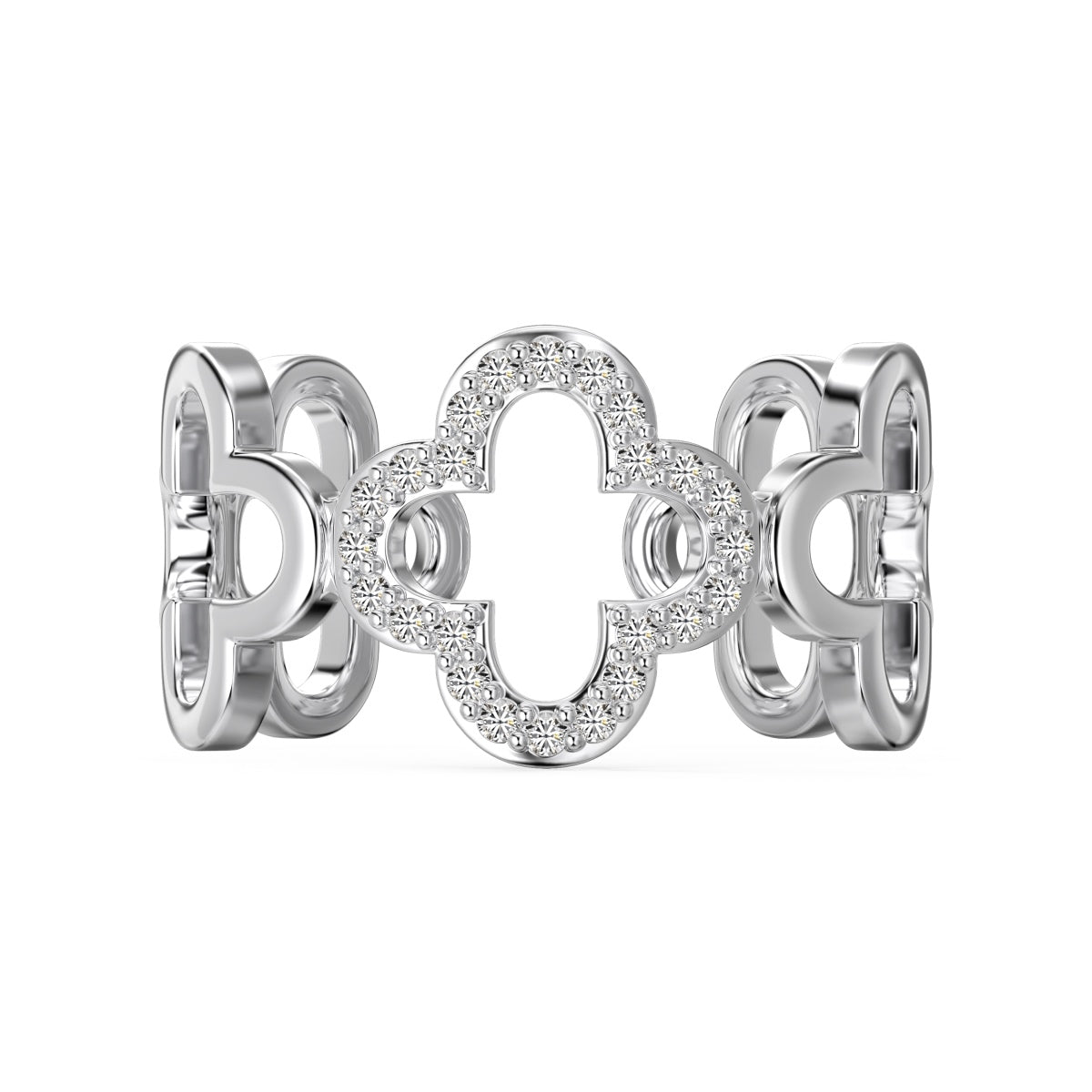 [Manual]Hollow Design Four-Leaf Clover Flower Shape Ring
