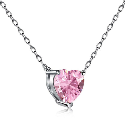 [Manual]Heart Shape Main Stone Pendant Collarbone Necklace