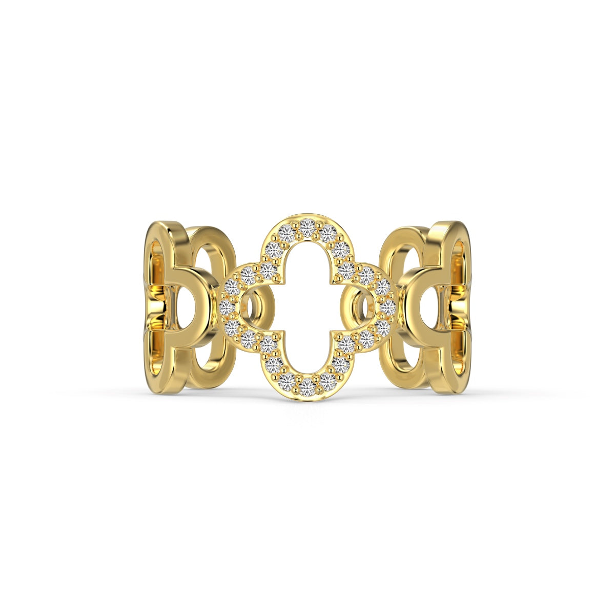 [Manual]Hollow Design Four-Leaf Clover Flower Shape Ring