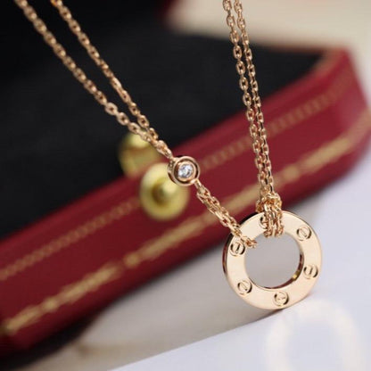 [⭐⭐JeweliWhal]LOVE NECKLACE ADJUSTABLE ROSE GOLD 2 DIAMOND