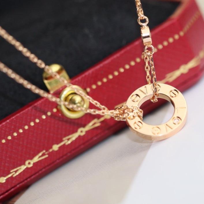 [⭐⭐JeweliWhal]LOVE NECKLACE ADJUSTABLE ROSE GOLD 2 DIAMOND