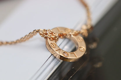 [⭐⭐JeweliWhal]LOVE NECKLACE ADJUSTABLE ROSE GOLD 2 DIAMOND