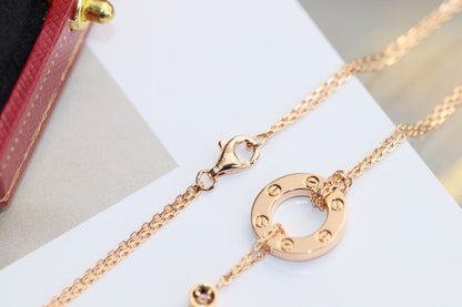 [⭐⭐JeweliWhal]LOVE NECKLACE ADJUSTABLE ROSE GOLD 2 DIAMOND