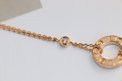 [⭐⭐JeweliWhal]LOVE NECKLACE ADJUSTABLE ROSE GOLD 2 DIAMOND