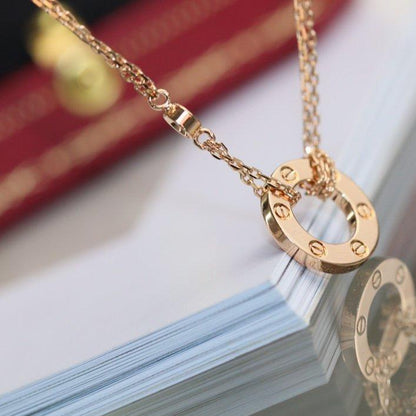 [⭐⭐JeweliWhal]LOVE NECKLACE ADJUSTABLE ROSE GOLD 2 DIAMOND