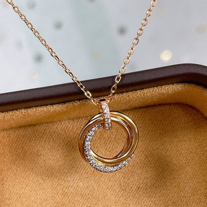 [⭐⭐JeweliWhal]TRINITY NECKLACE SILVER GOLD PINK GOLD DIAMONDS
