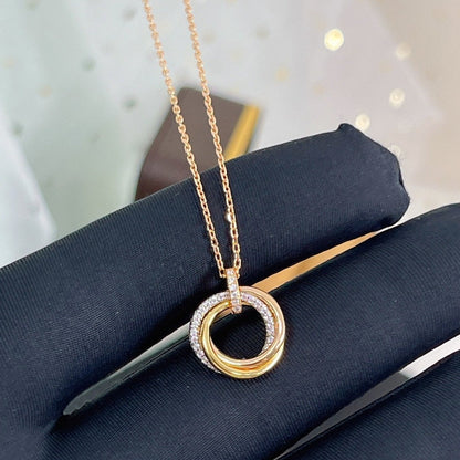 [⭐⭐JeweliWhal]TRINITY NECKLACE SILVER GOLD PINK GOLD DIAMONDS