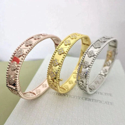 [⭐⭐JeweliWhal]KLEEBLATT-ARMBAND 8MM DIAMANTEN