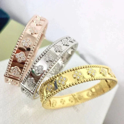 [⭐⭐JeweliWhal]KLEEBLATT-ARMBAND 8MM DIAMANTEN