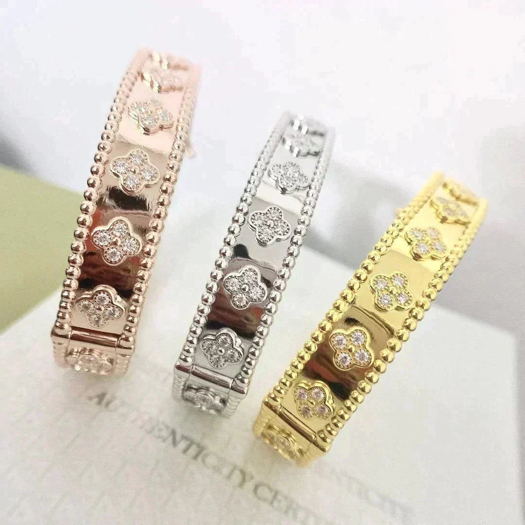 [⭐⭐JeweliWhal]KLEEBLATT-ARMBAND 8MM DIAMANTEN