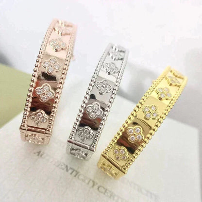 [⭐⭐JeweliWhal]KLEEBLATT-ARMBAND 8MM DIAMANTEN
