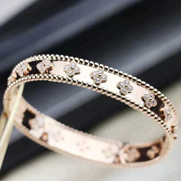 [⭐⭐JeweliWhal]KLEEBLATT-ARMBAND 8MM DIAMANTEN